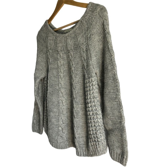 Elisabetta Collection Medium Alpaca Wool Blend Scoop Neck Cable Knit Sweater - Picture 4 of 7